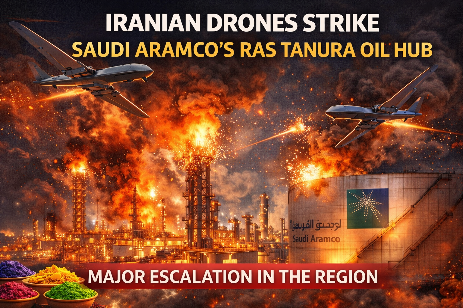 Iranian Drones Strike Saudi Aramco&rsquo;s Ras Tanura Oil Hub, Fueling Regional Tensions